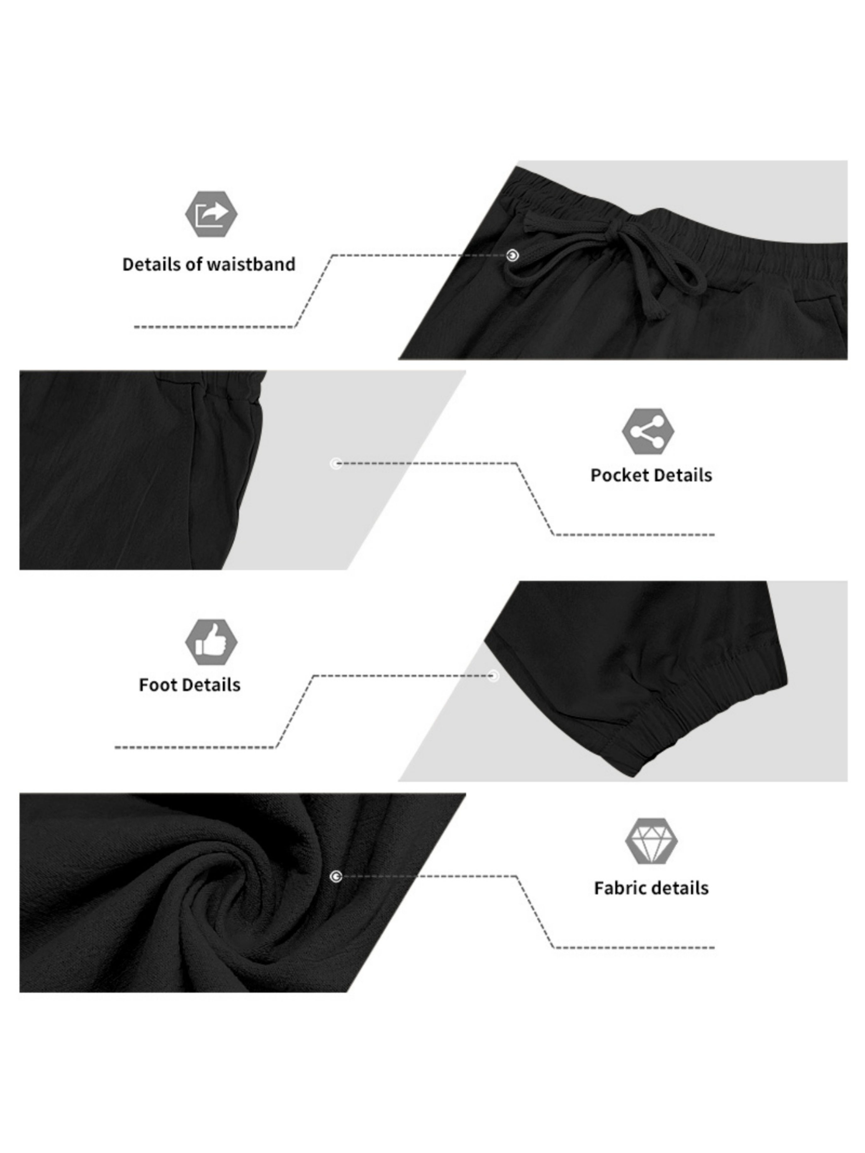 Men Black Linen Hooded Henley Shirt and Trousers Set