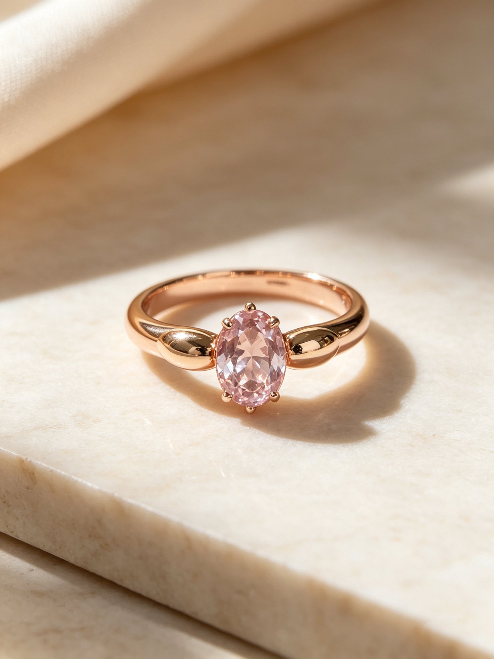 Gold Ring with Pink Gemstone