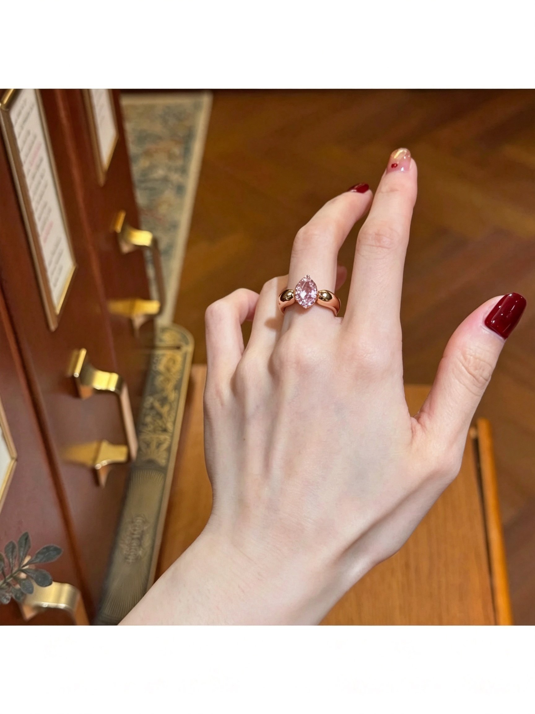 Gold Ring with Pink Gemstone