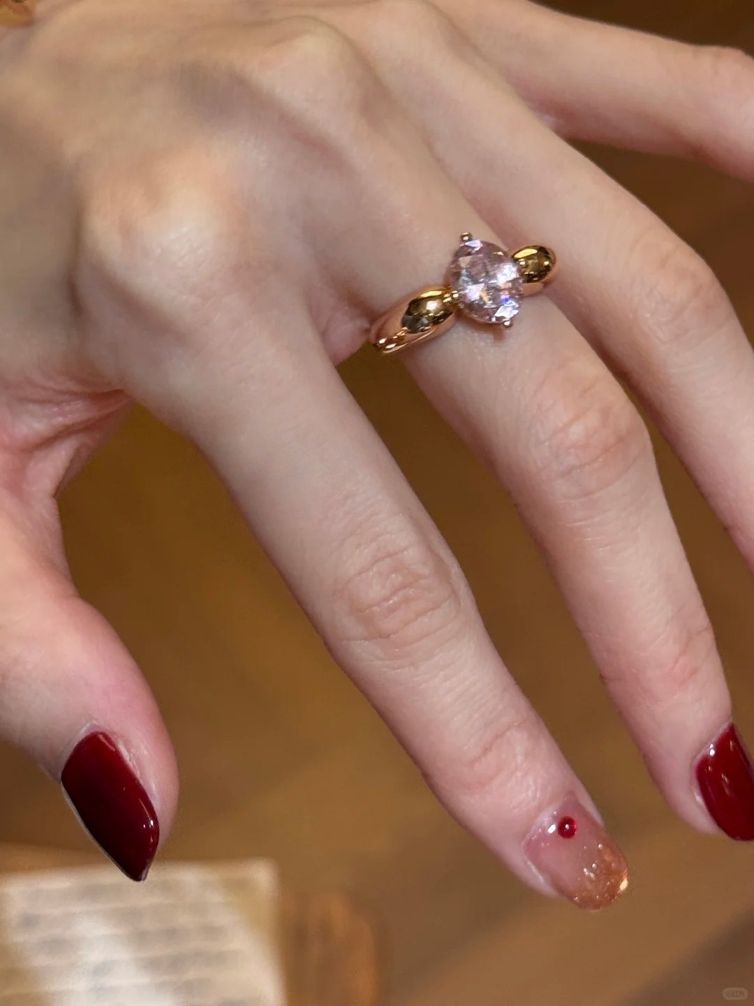 Gold Ring with Pink Gemstone