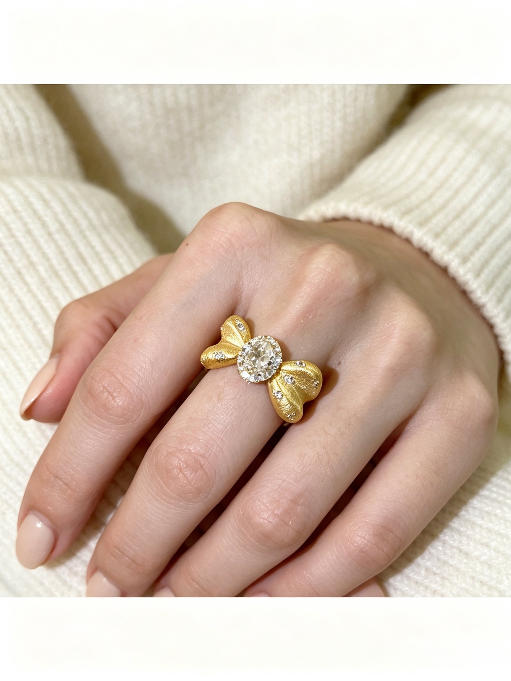 Gold Bow Embellished Ring