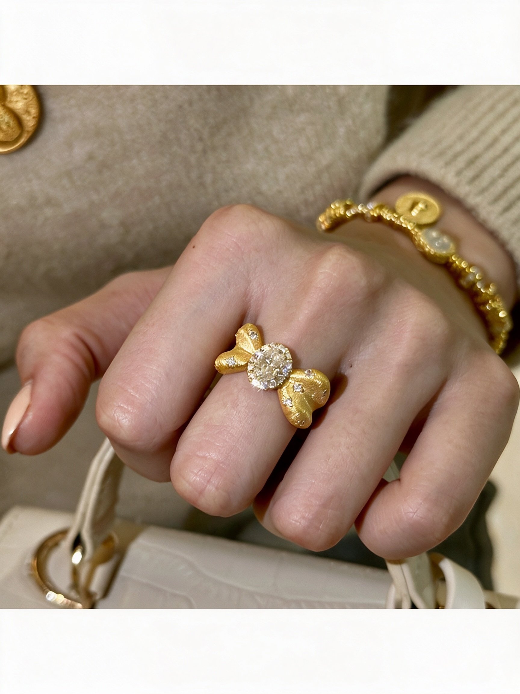 Gold Bow Embellished Ring