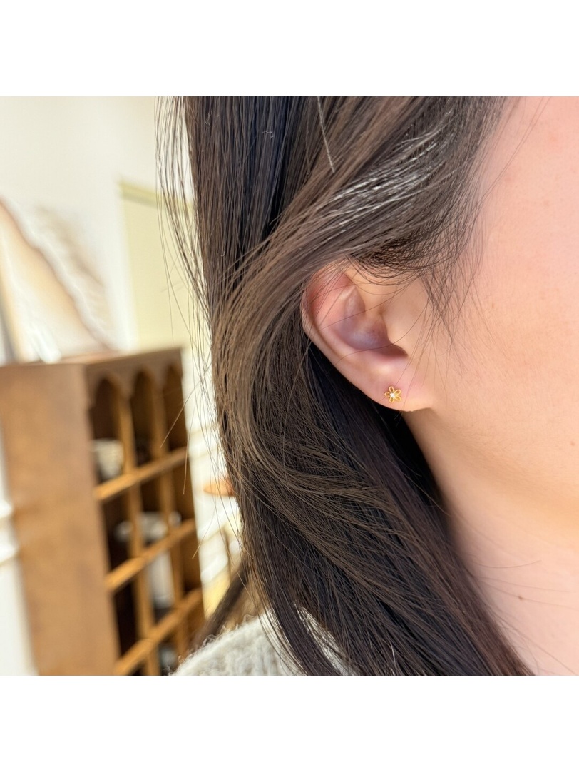 Gold Flower Stud Earrings