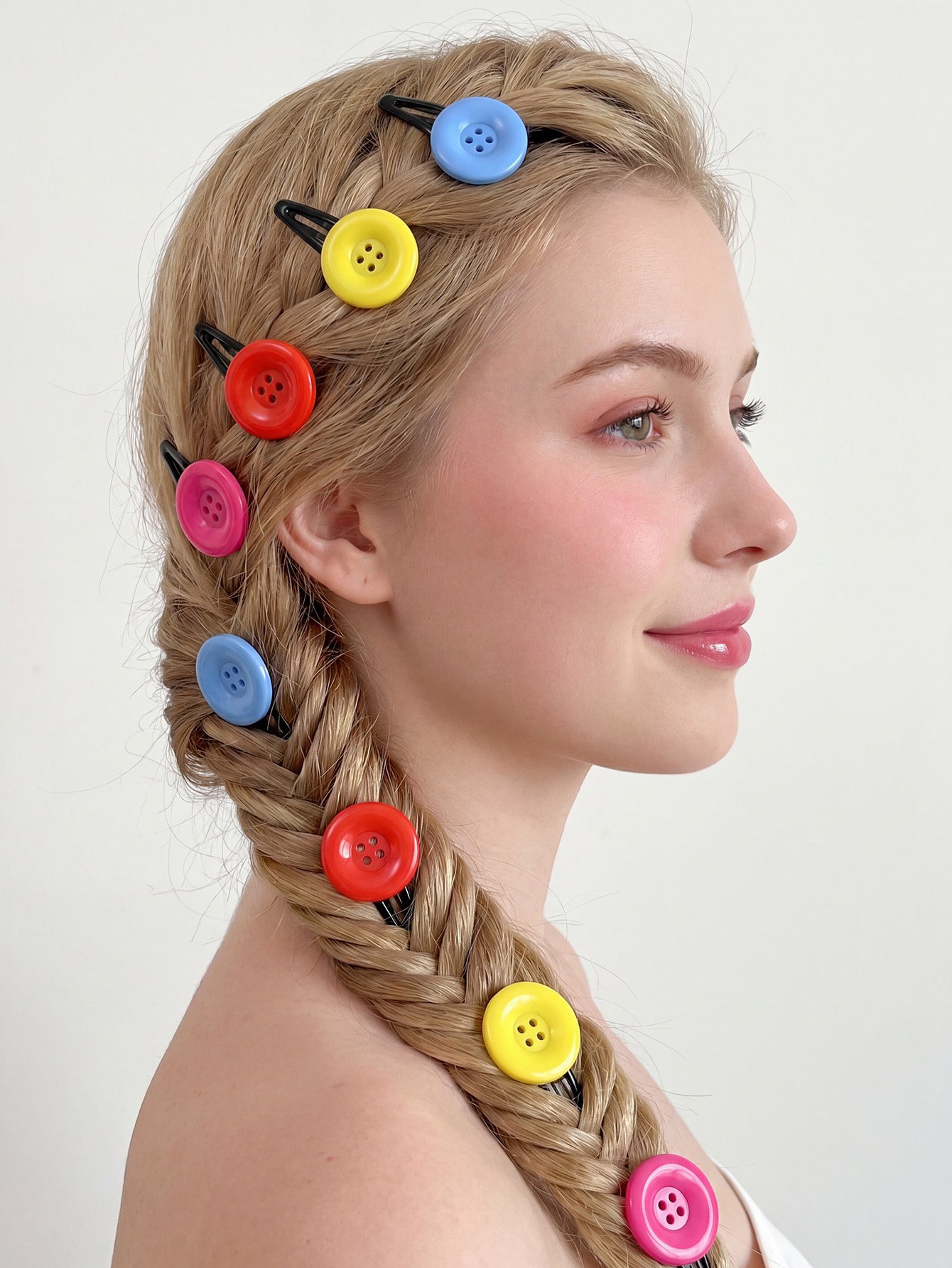 Colorful Button Hair Clips Set