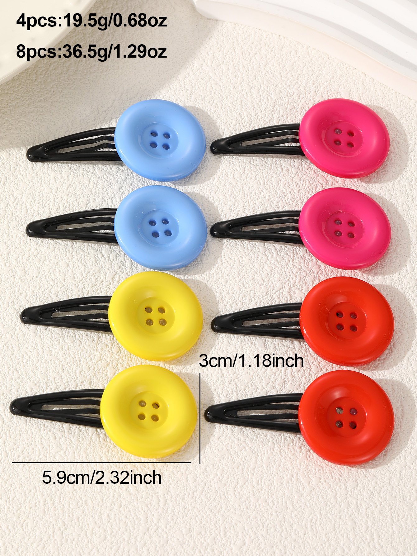 Colorful Button Hair Clips Set