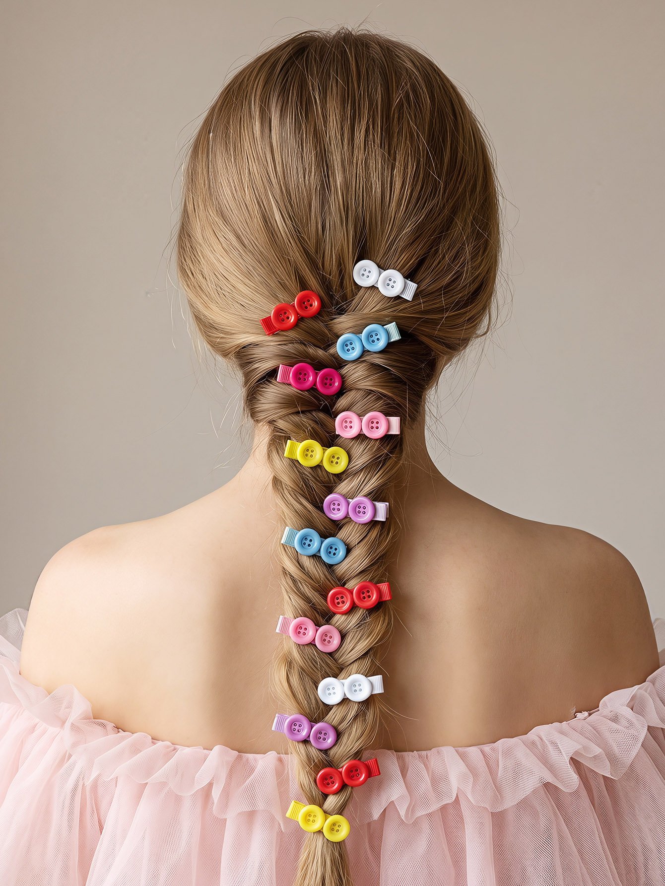 Button Hair Clips Set