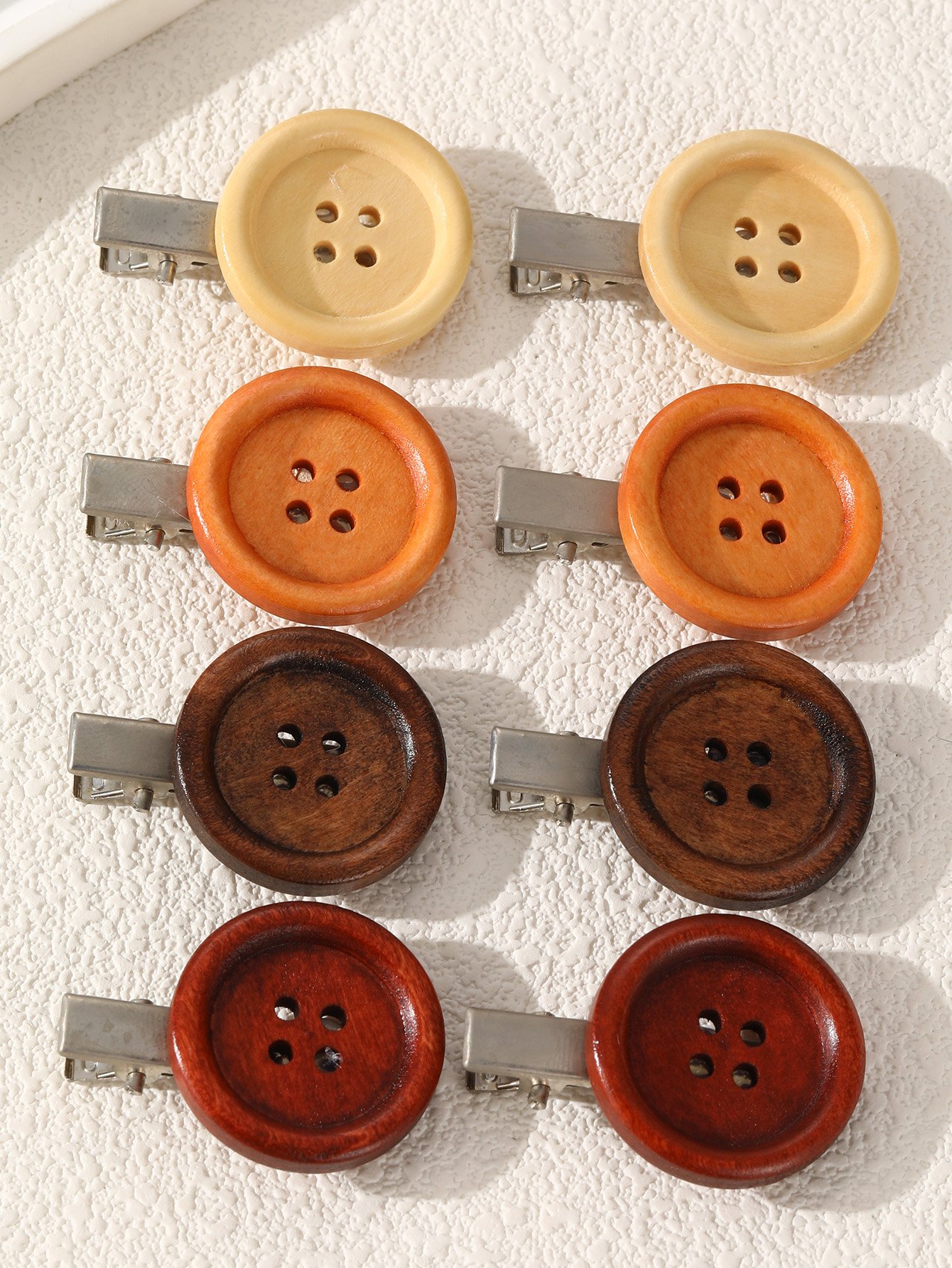 Multi-Color Button Hair Clips Set