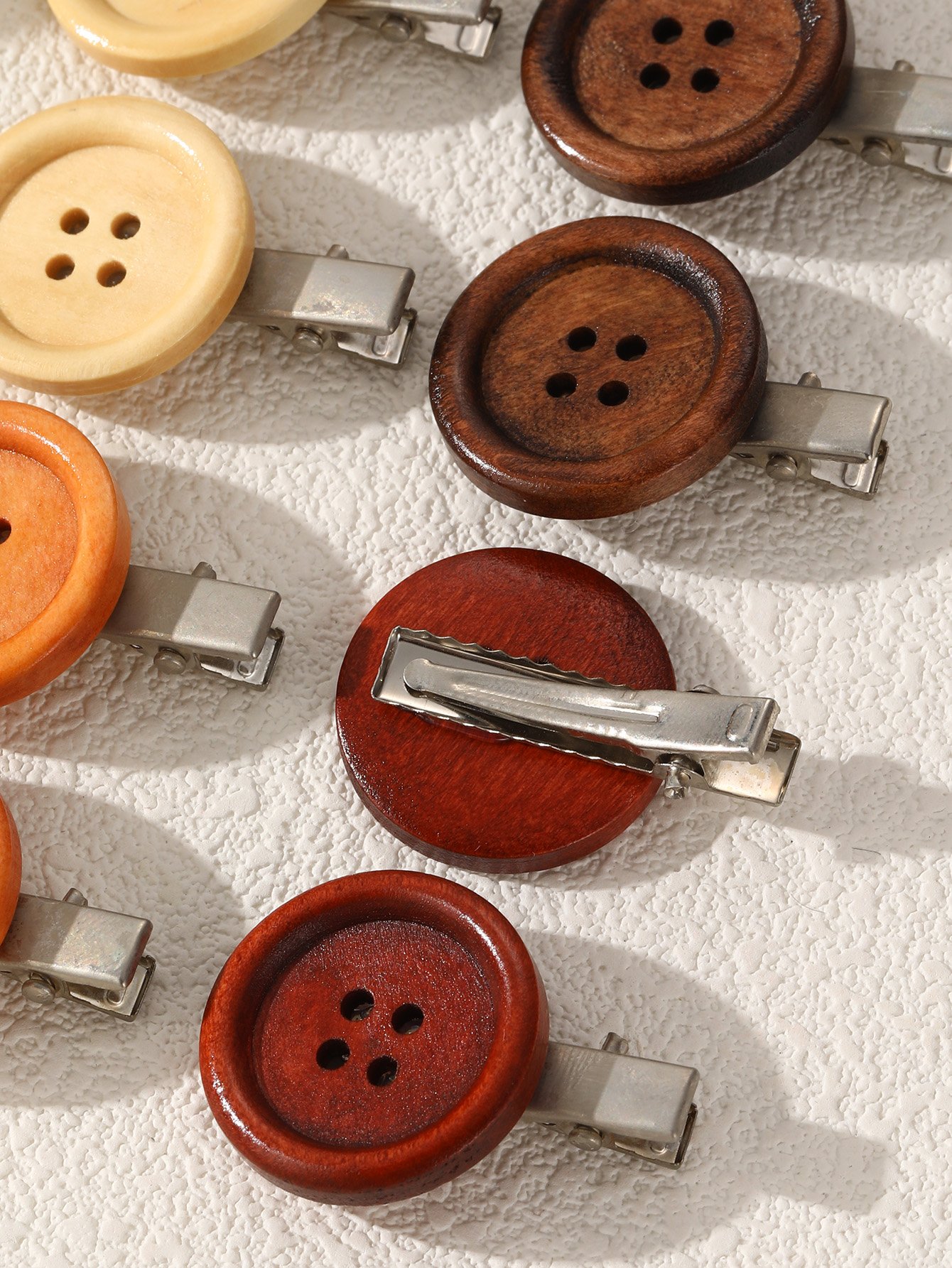 Multi-Color Button Hair Clips Set
