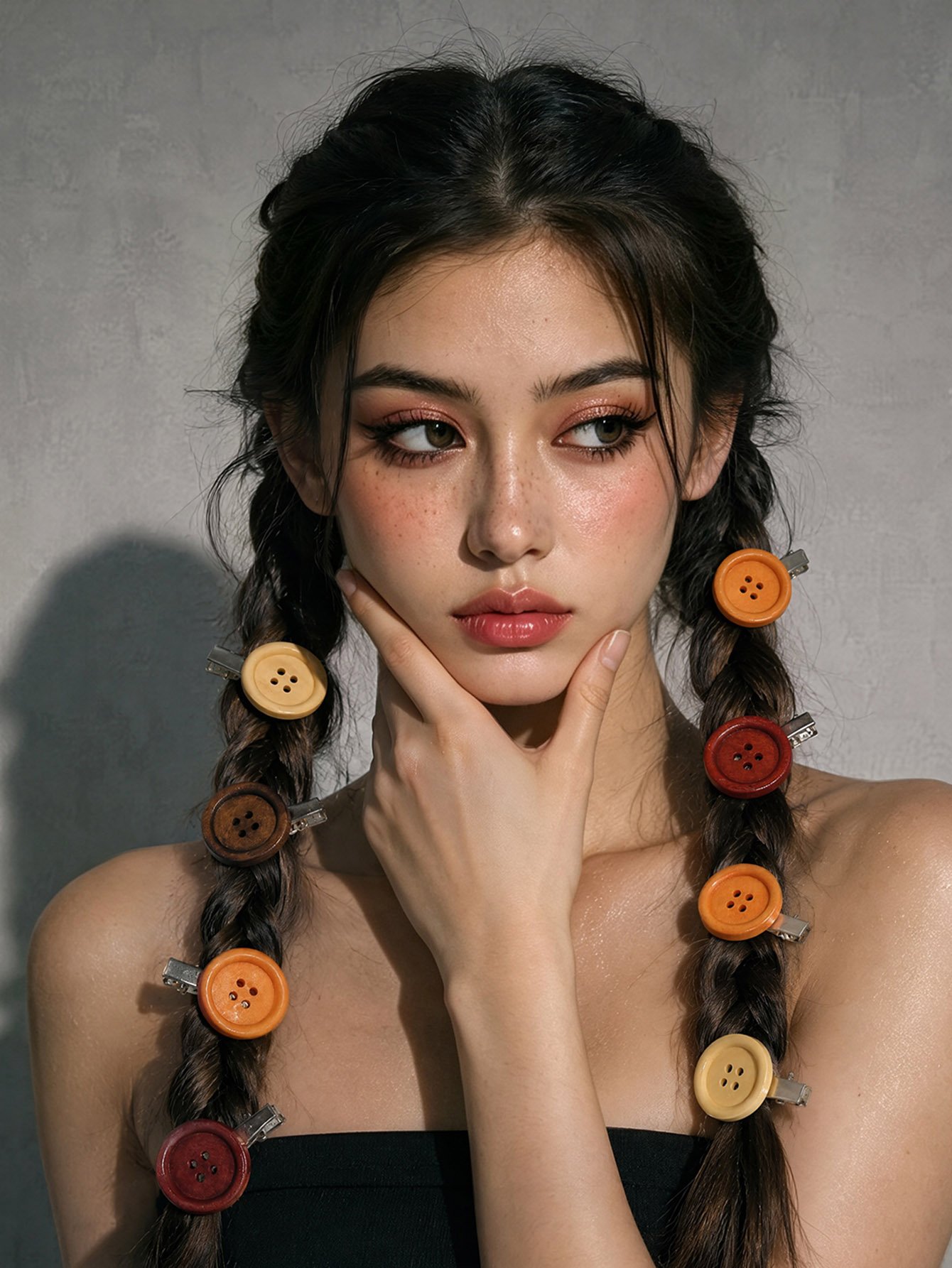 Multi-Color Button Hair Clips Set
