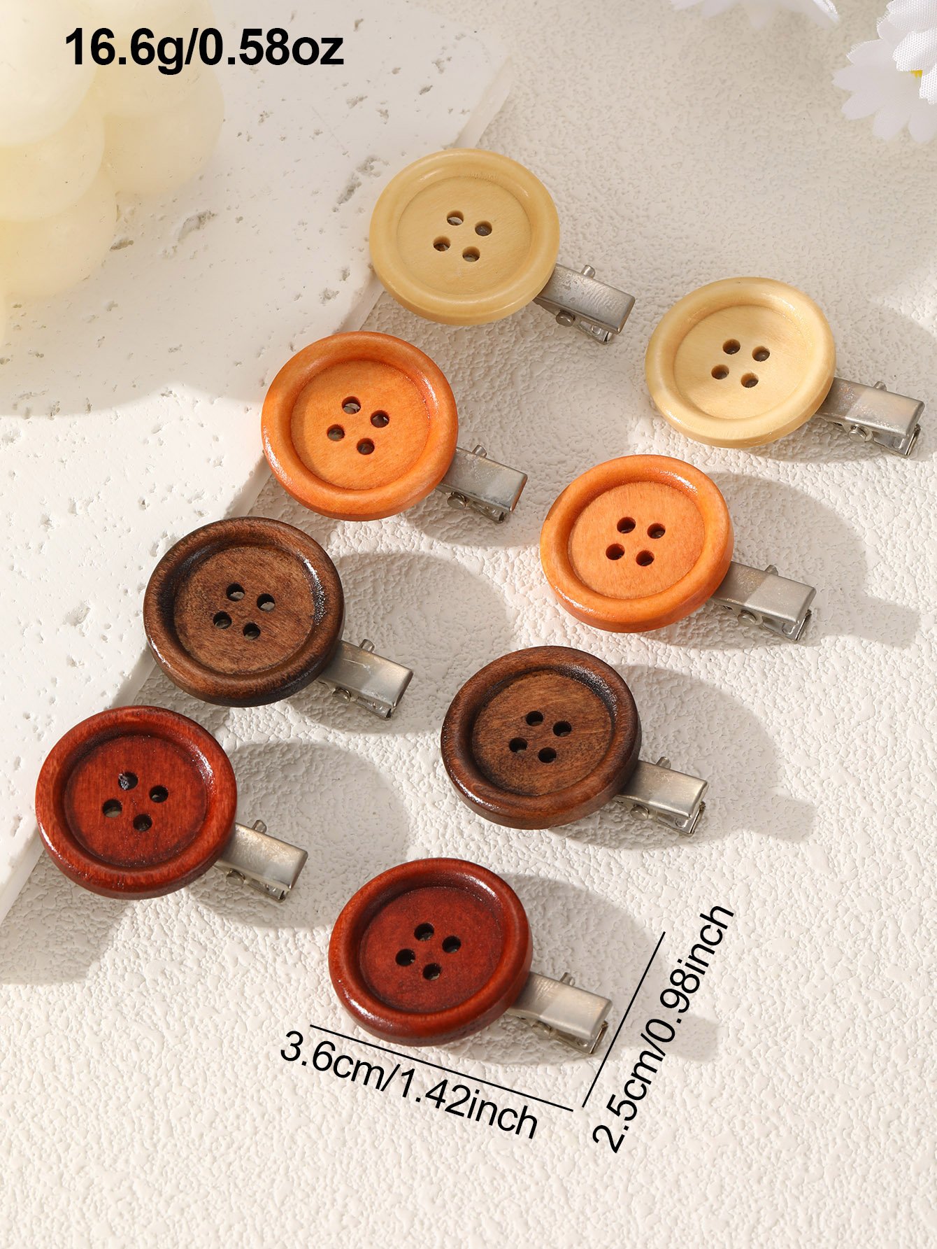 Multi-Color Button Hair Clips Set