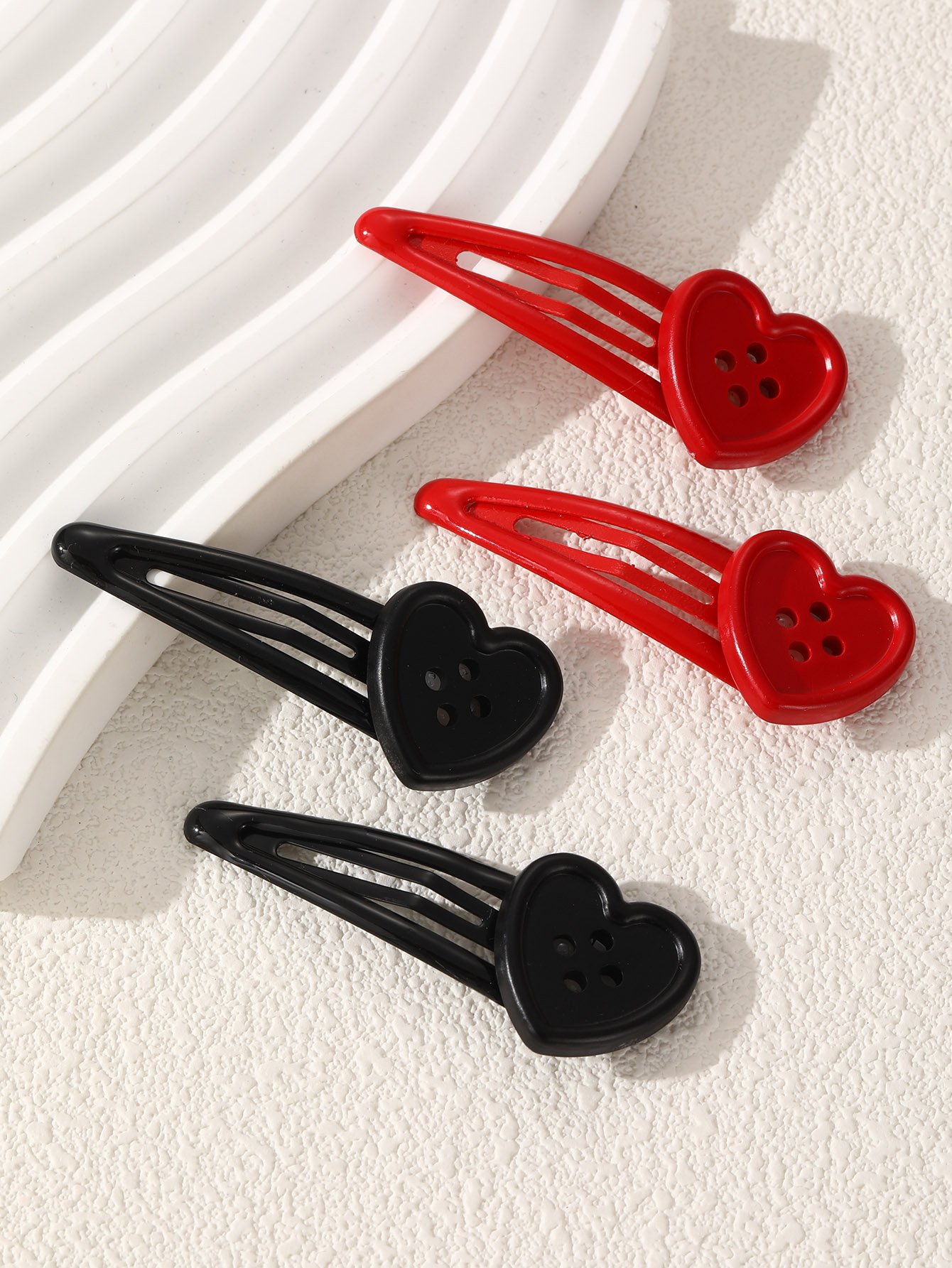 Heart-Shaped Multi-Color Hair Clip Set