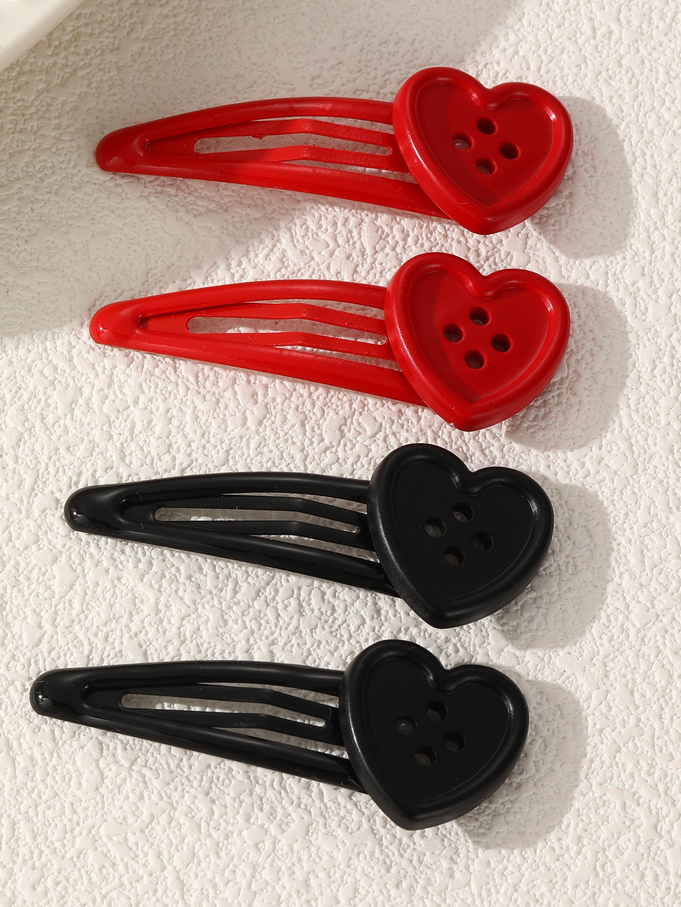 Heart-Shaped Multi-Color Hair Clip Set