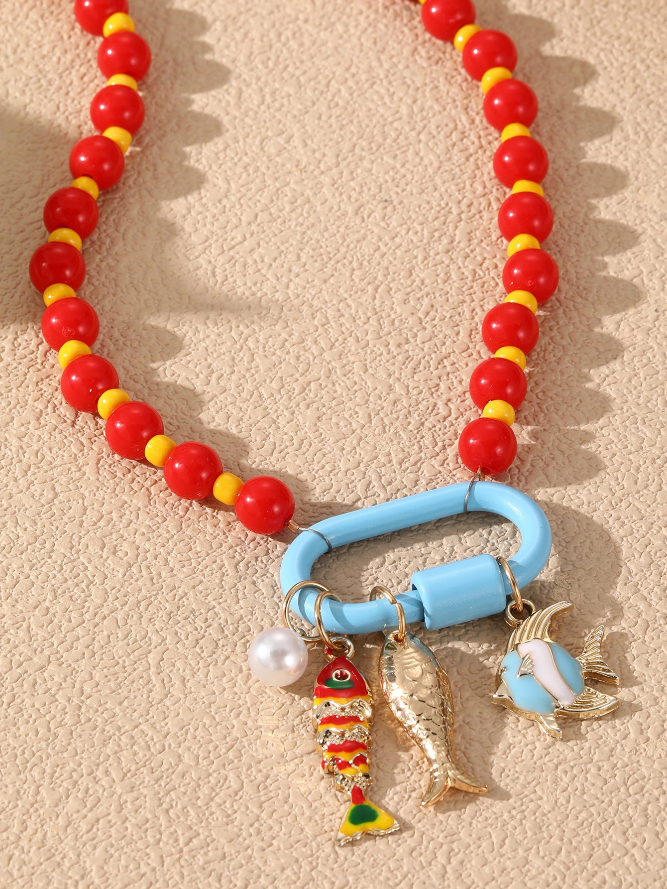 Beaded Fish Charm Necklace