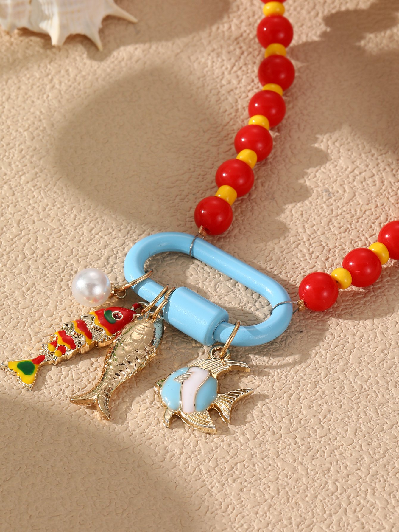 Beaded Fish Charm Necklace