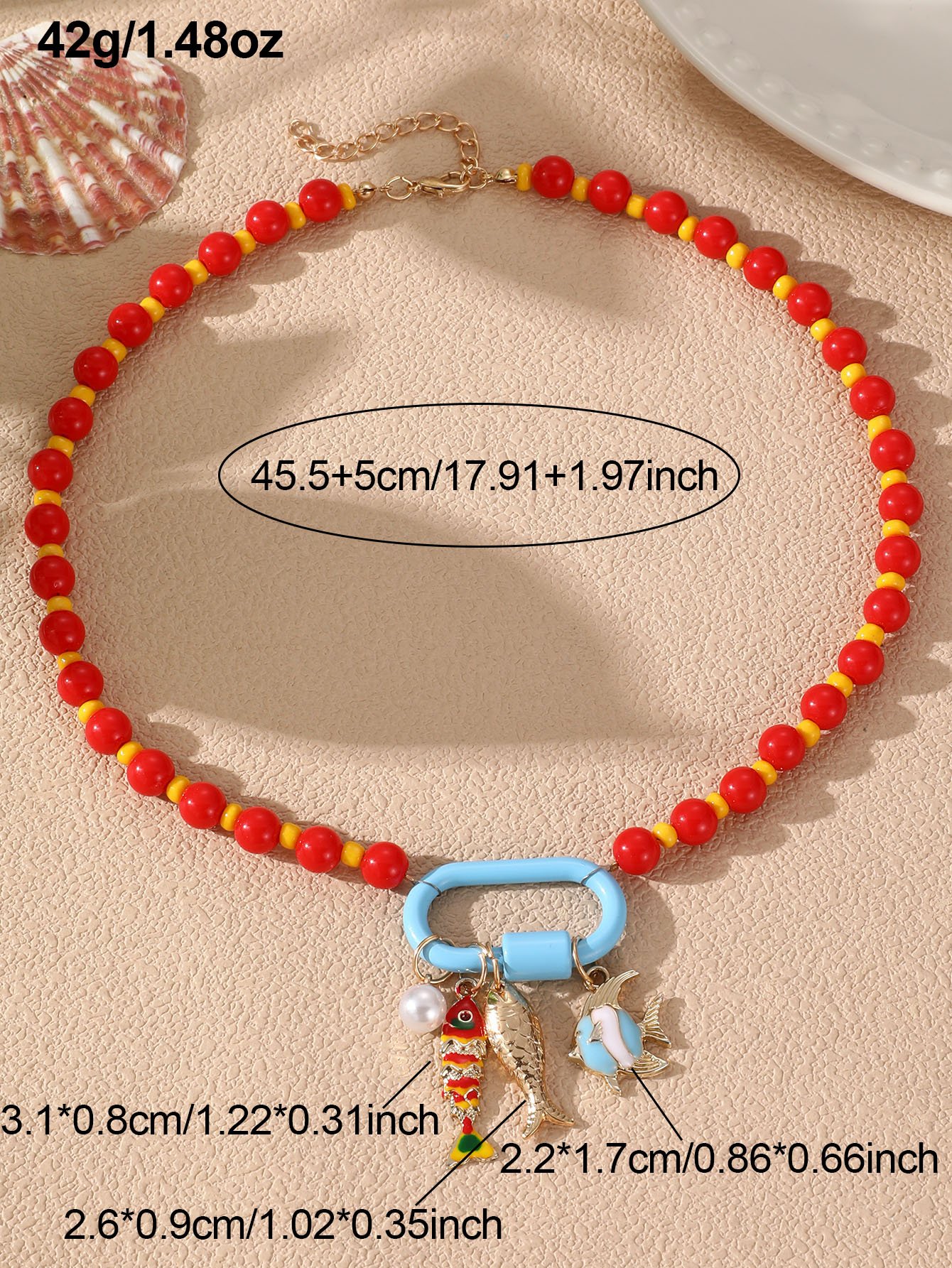 Beaded Fish Charm Necklace