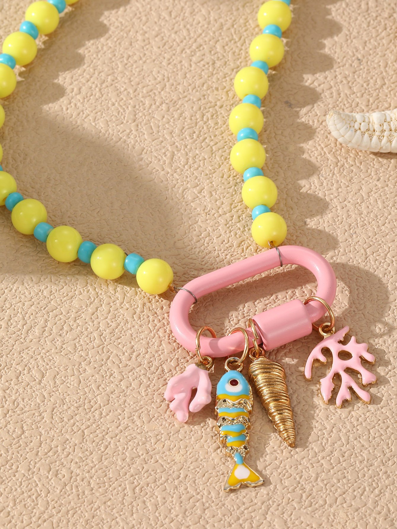 Ocean-Inspired Beaded Charm Necklace
