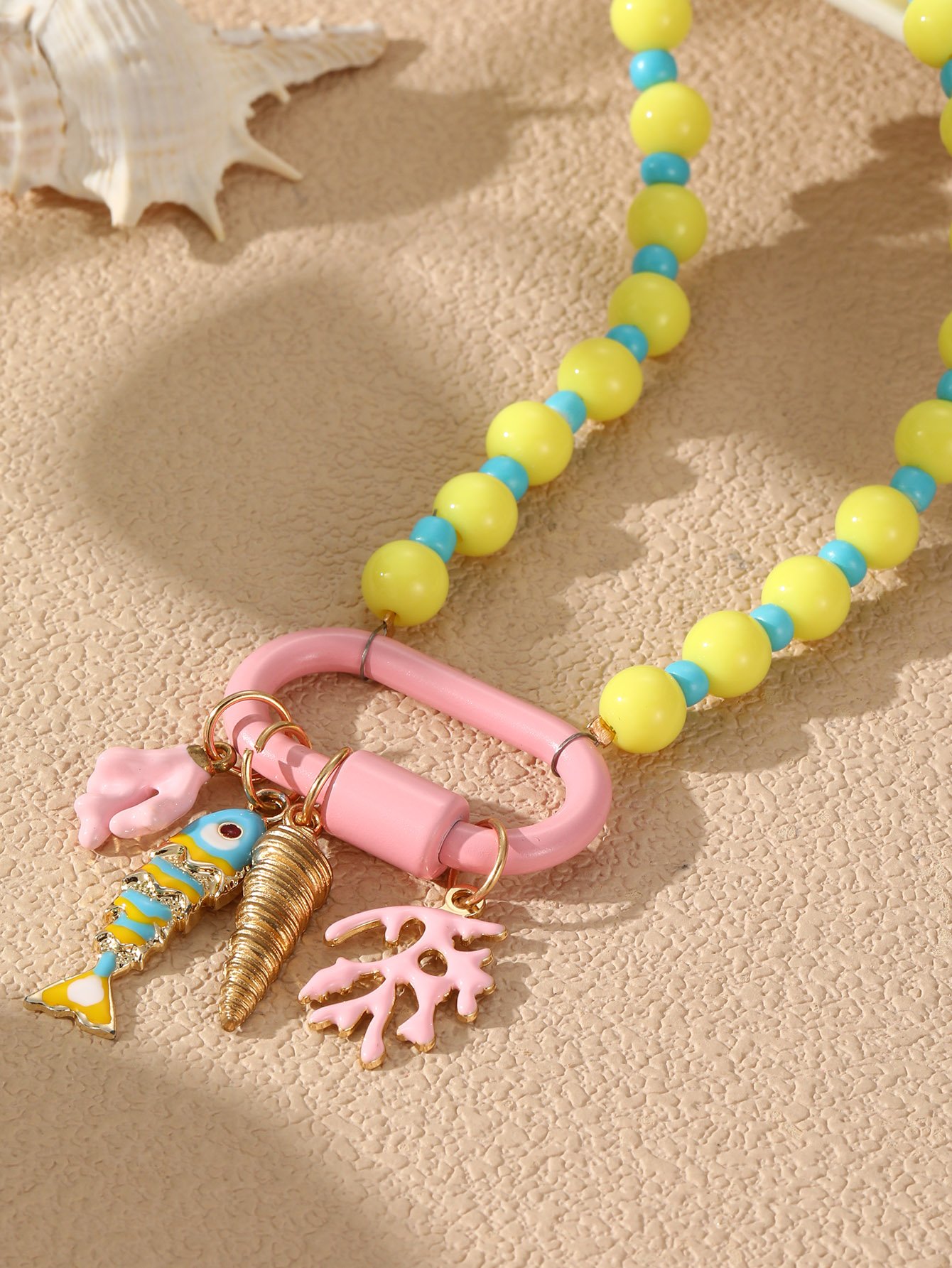 Ocean-Inspired Beaded Charm Necklace