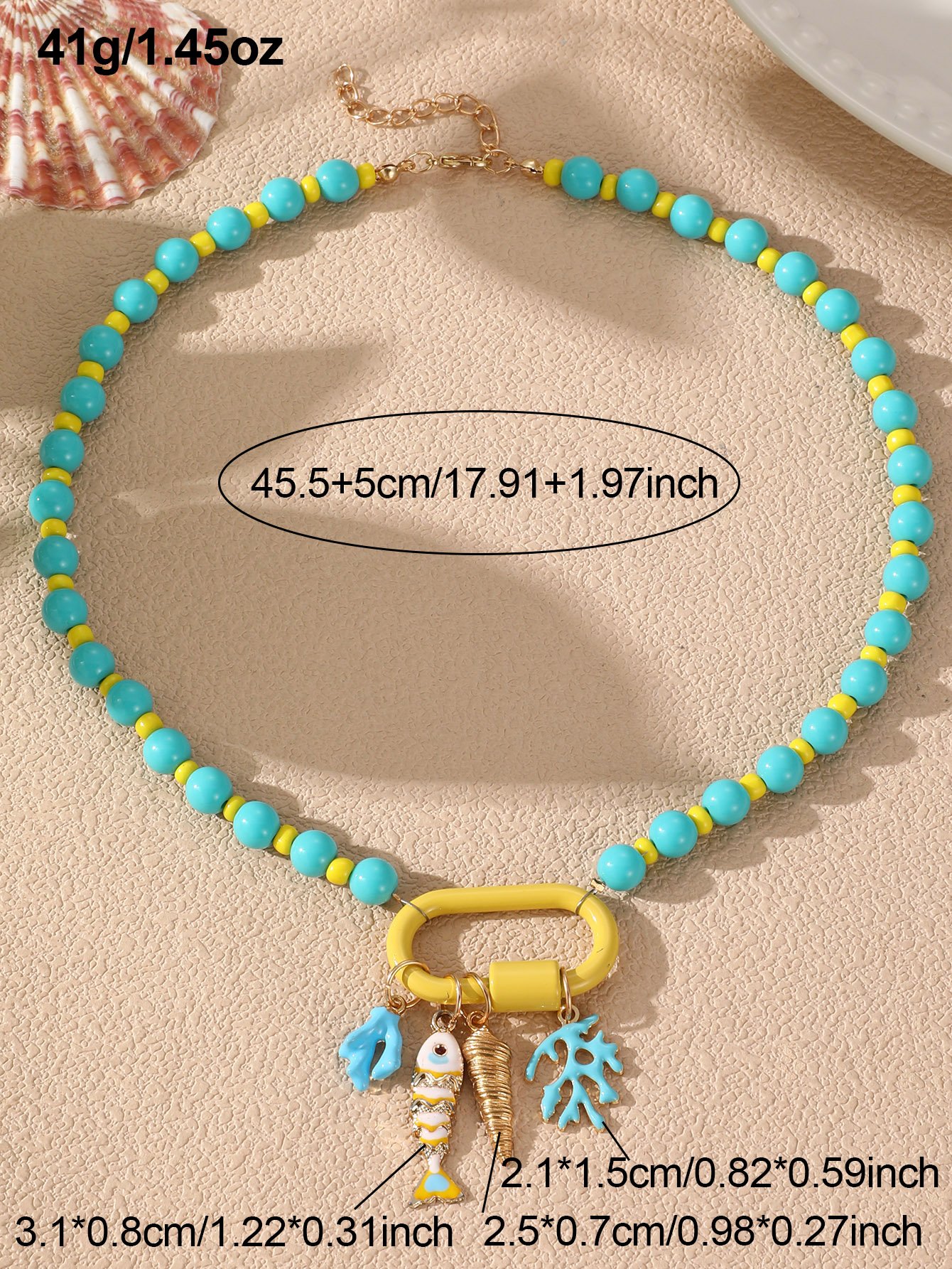 Coastal Beaded Necklace with Ocean Charms