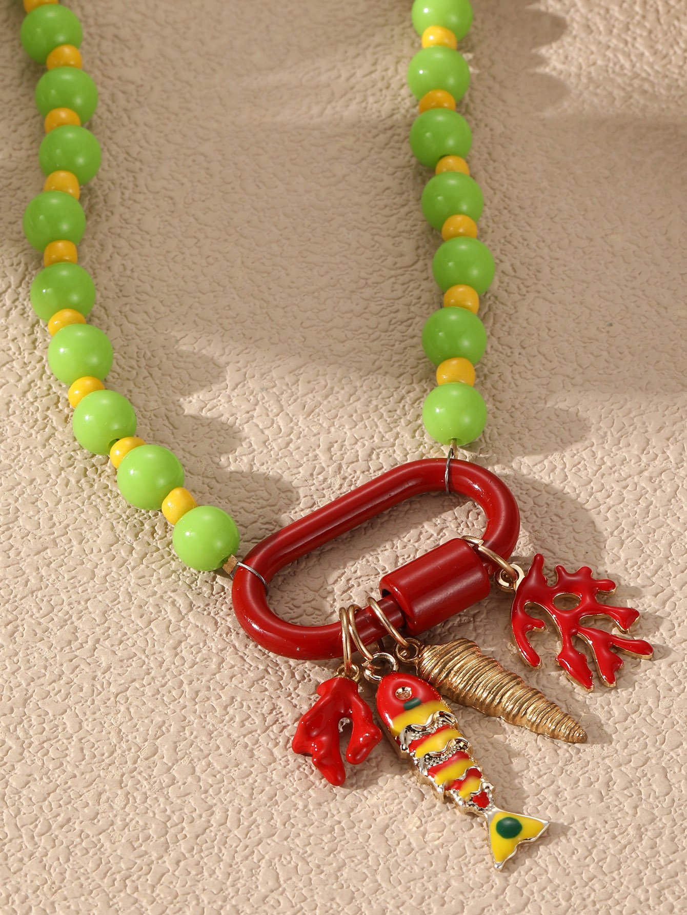 Multi-Color Beaded Charm Necklace