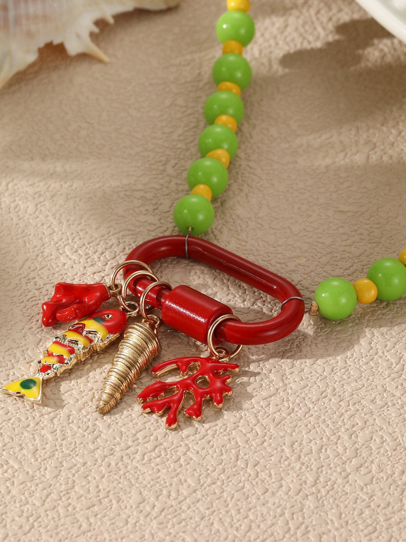 Multi-Color Beaded Charm Necklace