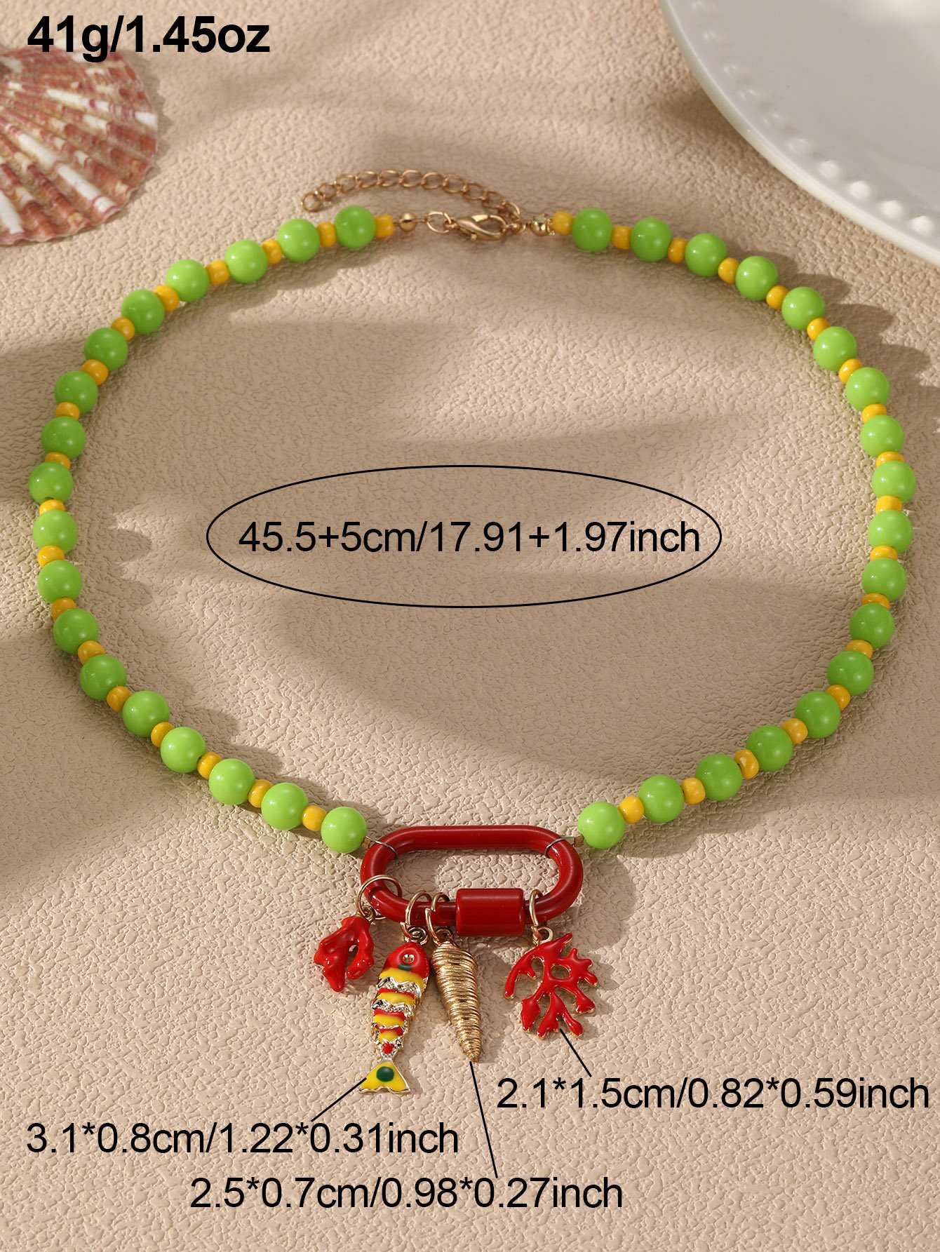 Multi-Color Beaded Charm Necklace