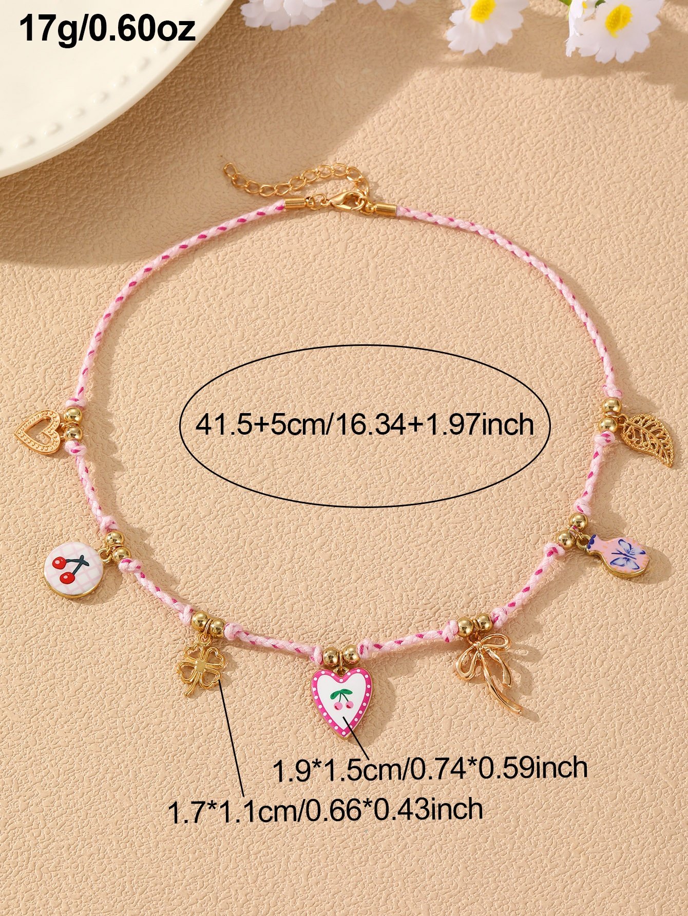 Multi-Charm Braided Necklace