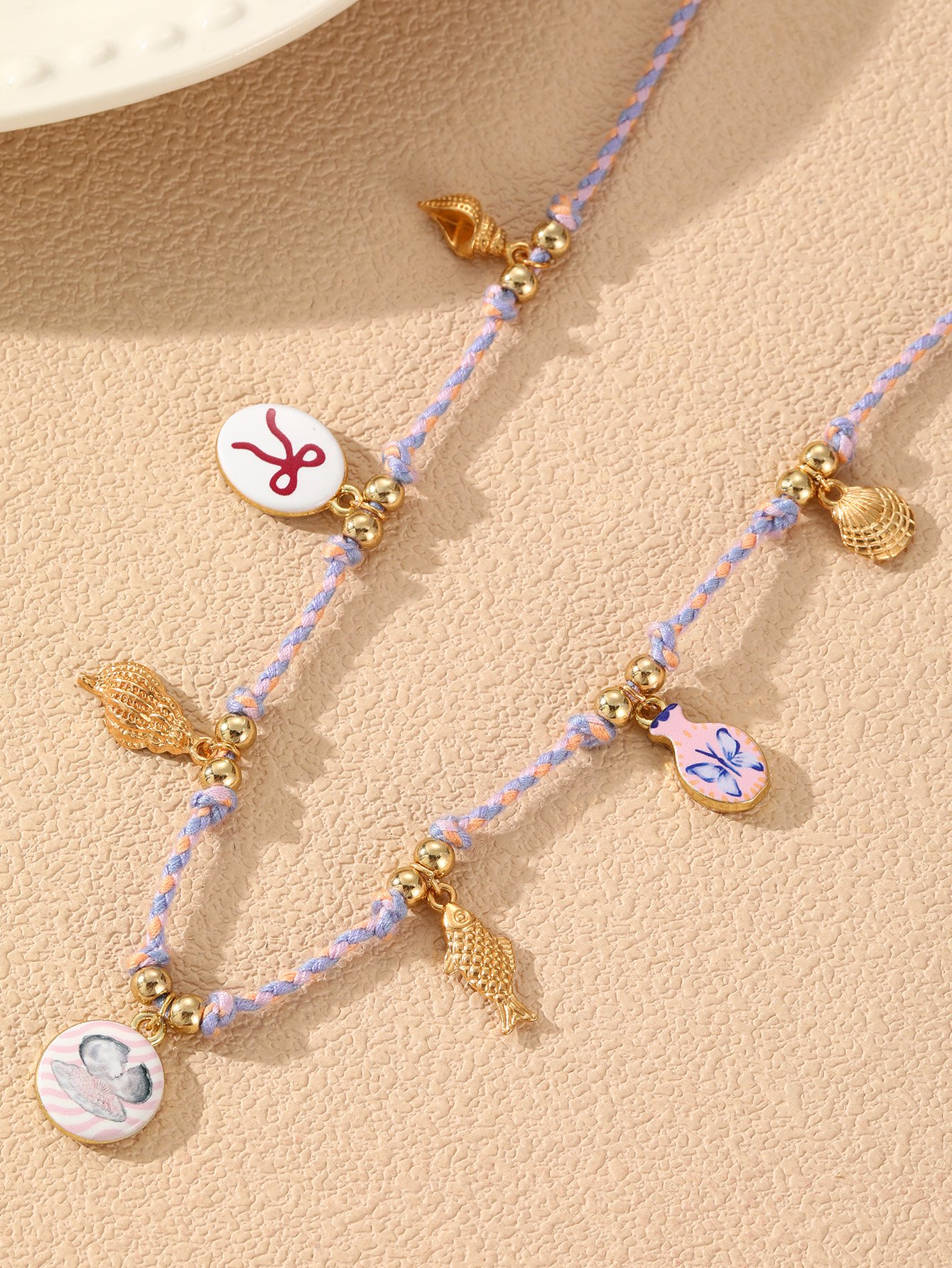 Multi-Color Beaded with Charm Pendants