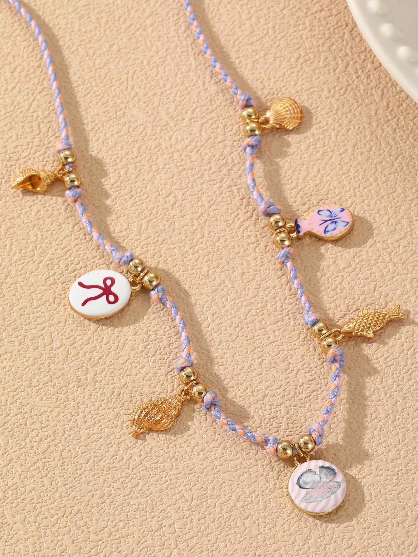 Multi-Color Beaded with Charm Pendants