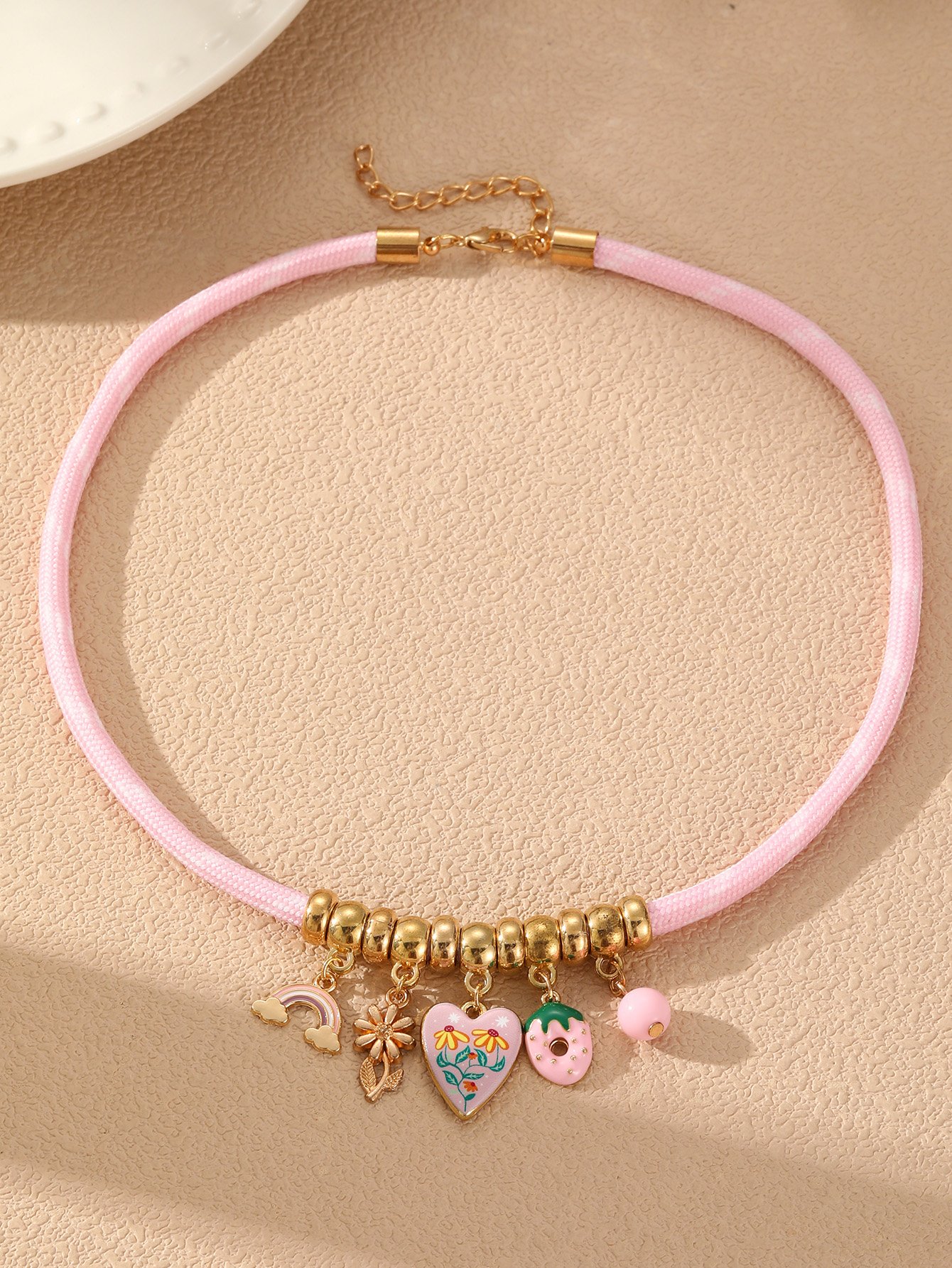 Multi-Color Braided Chain Necklace with Charms