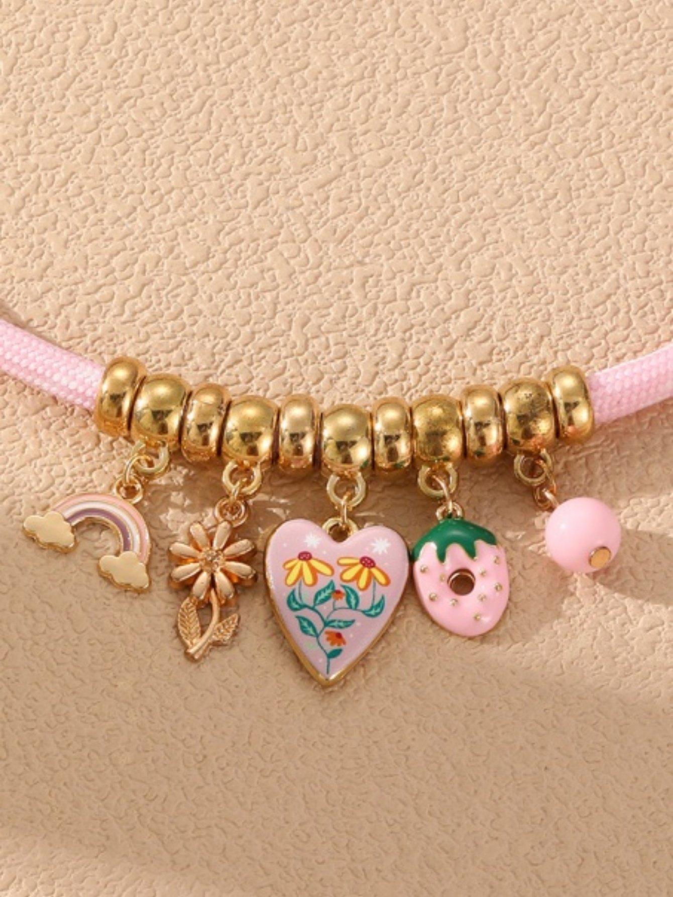 Multi-Color Braided Chain Necklace with Charms