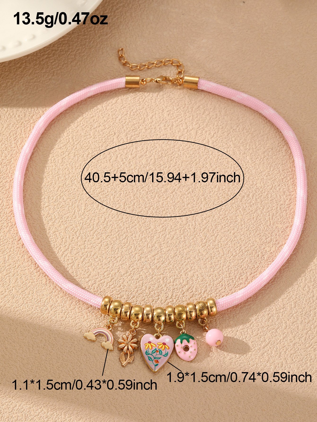 Multi-Color Braided Chain Necklace with Charms