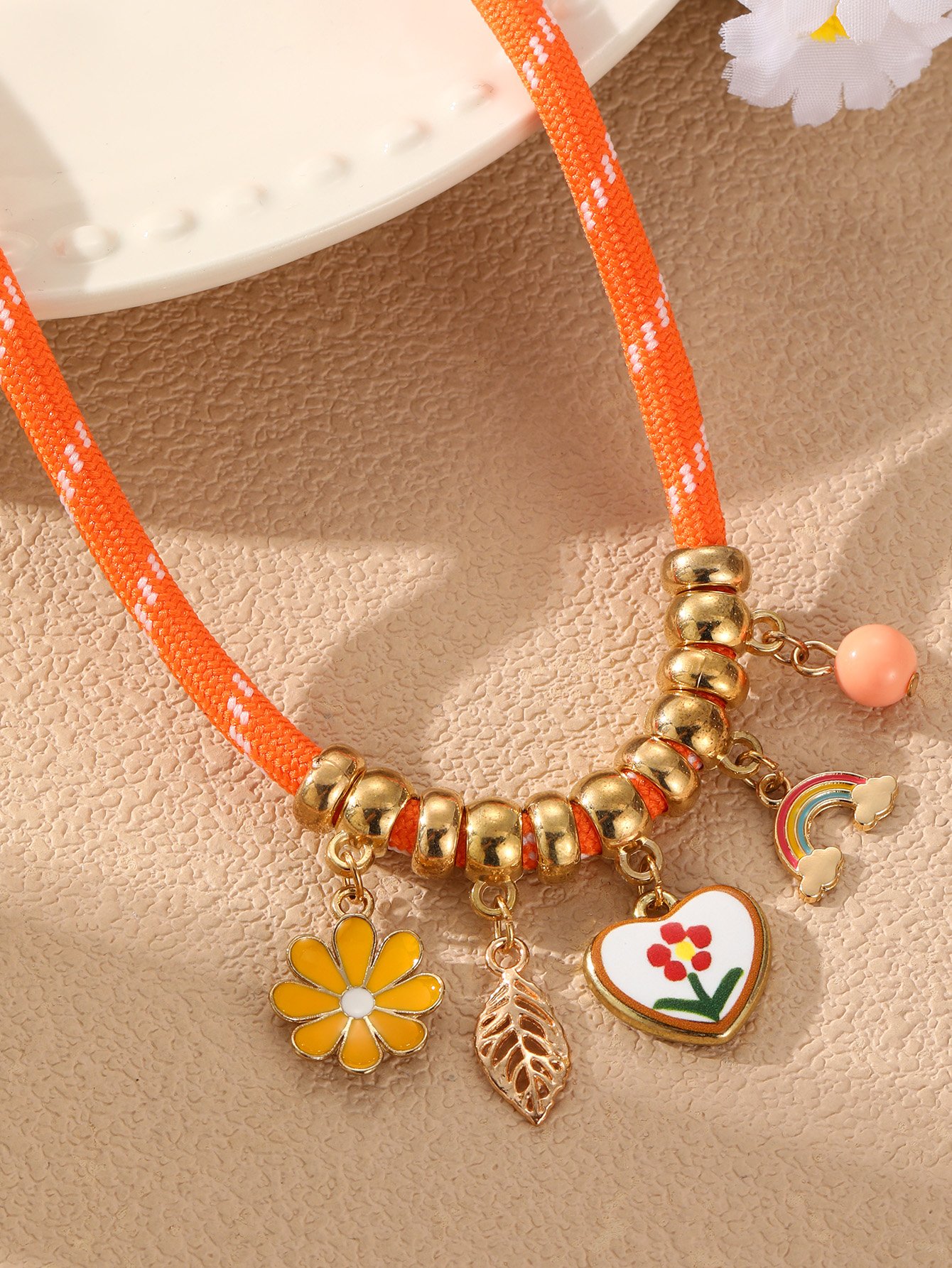 Multi-Color Beaded Charm Necklace