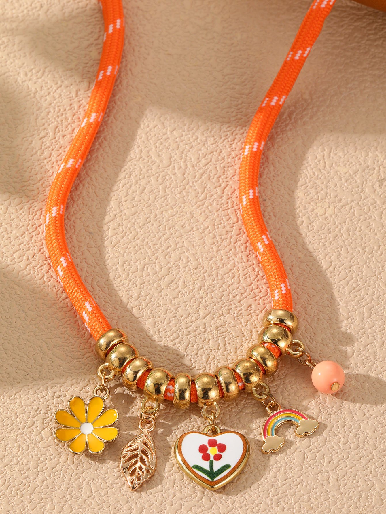 Multi-Color Beaded Charm Necklace