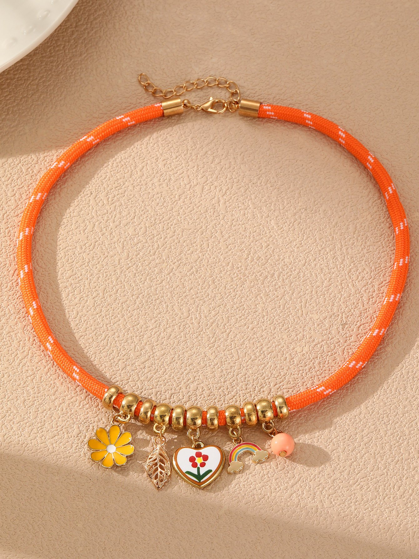 Multi-Color Beaded Charm Necklace