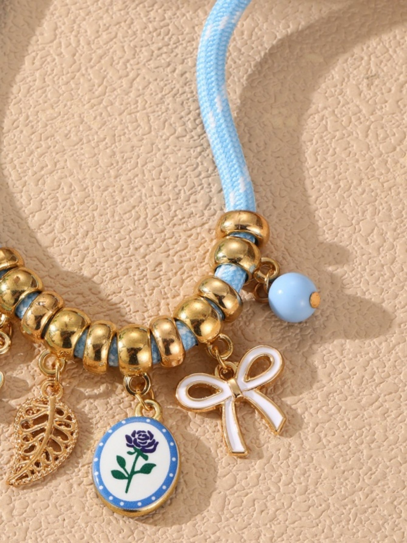 Multi-Color Block Weave Necklace with Charms
