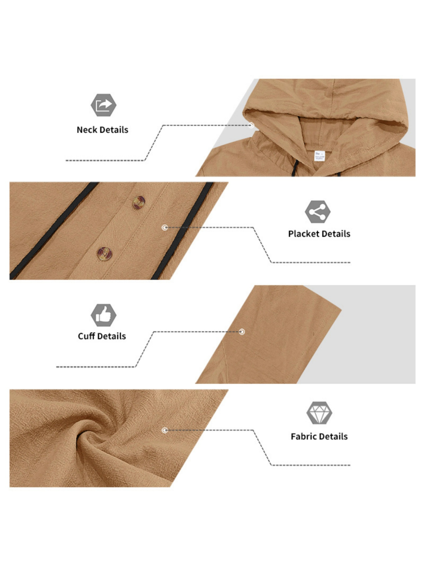 Men Linen Hooded Short-Sleeve and Trousers Set
