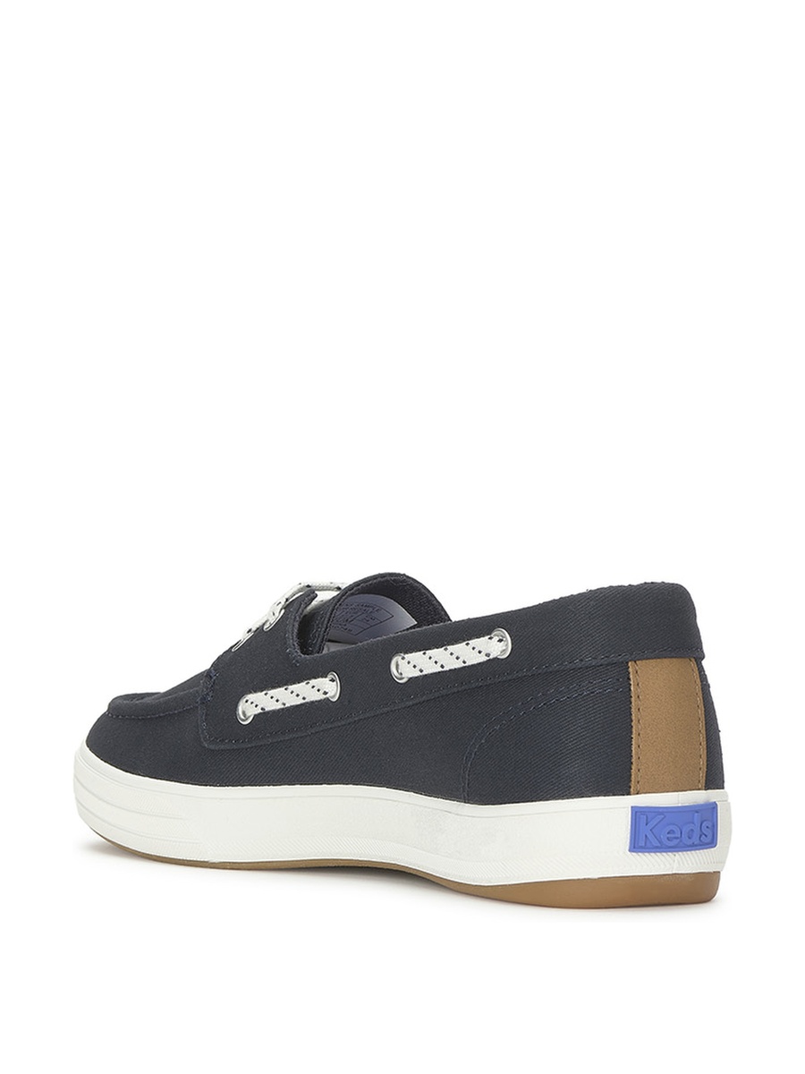 Women Navy Blue Round Flat Loafers
