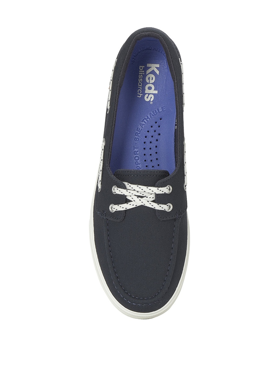 Women Navy Blue Round Flat Loafers