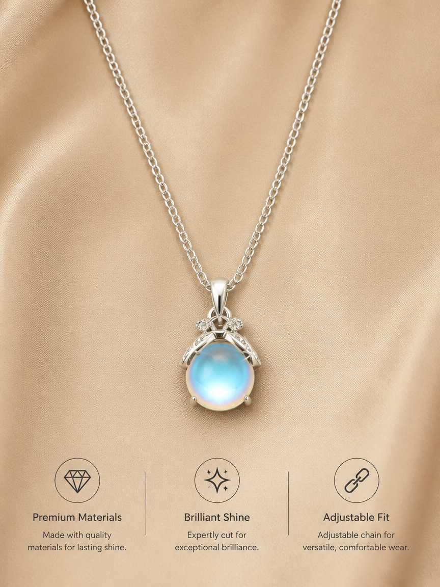 Silver Moonstone Charm Necklace