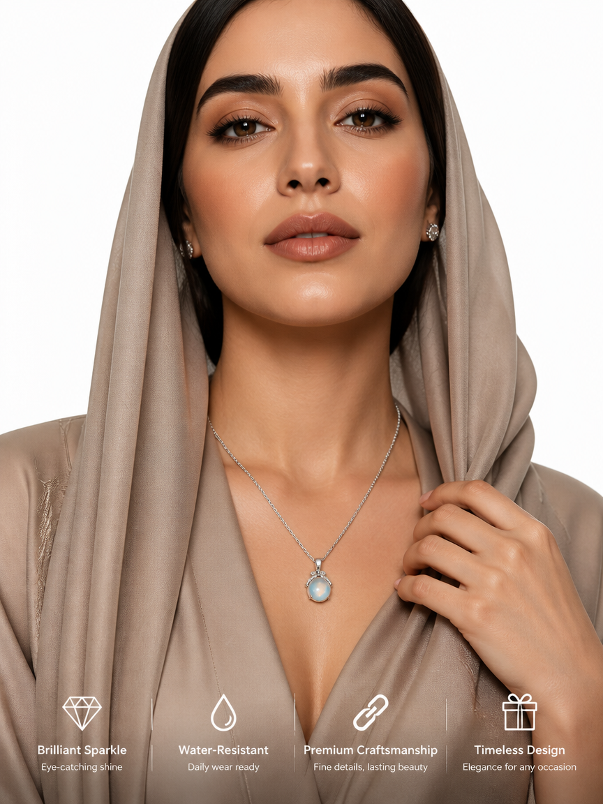 Silver Moonstone Charm Necklace