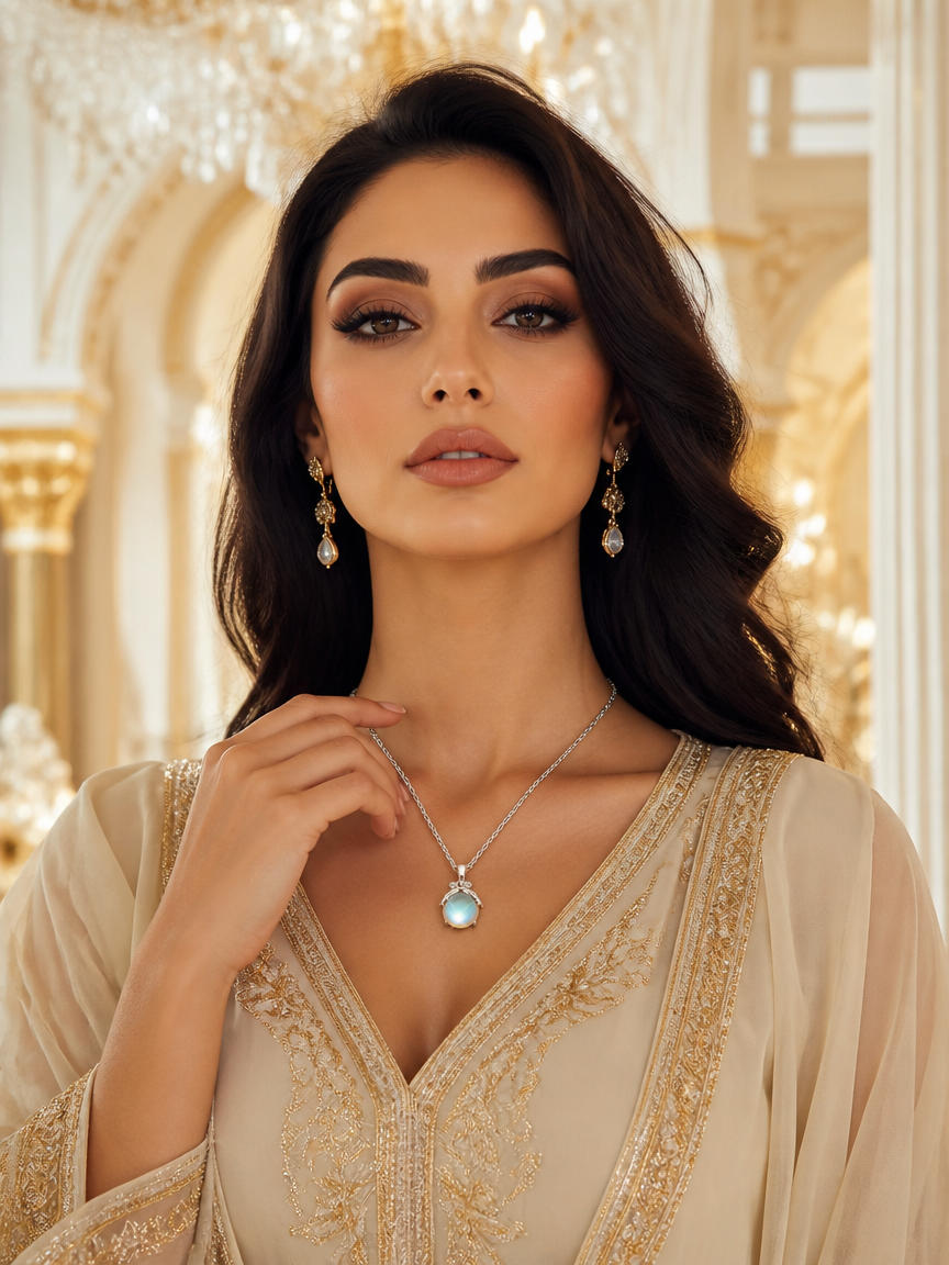 Silver Moonstone Charm Necklace