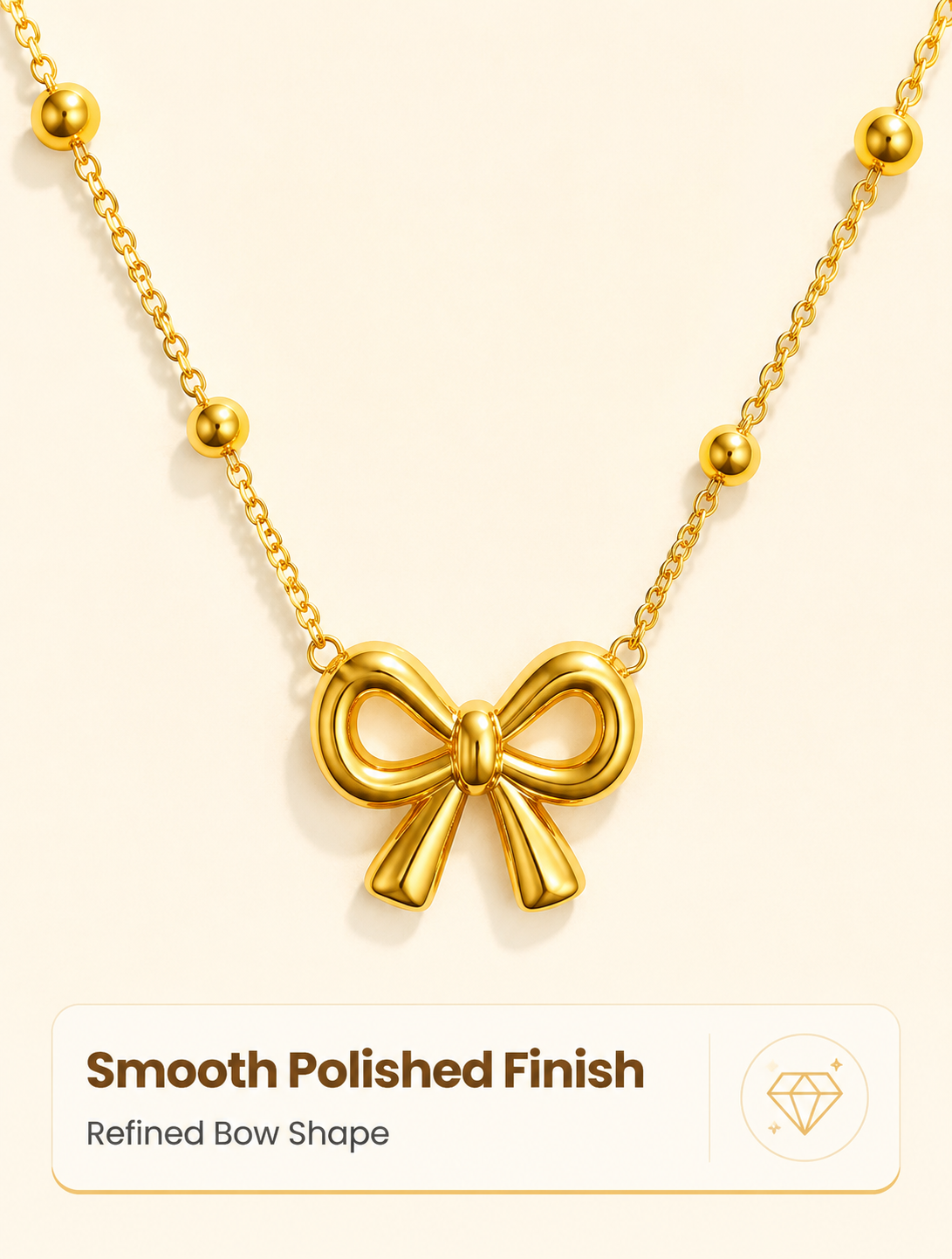 Gold Bow Charm Necklace
