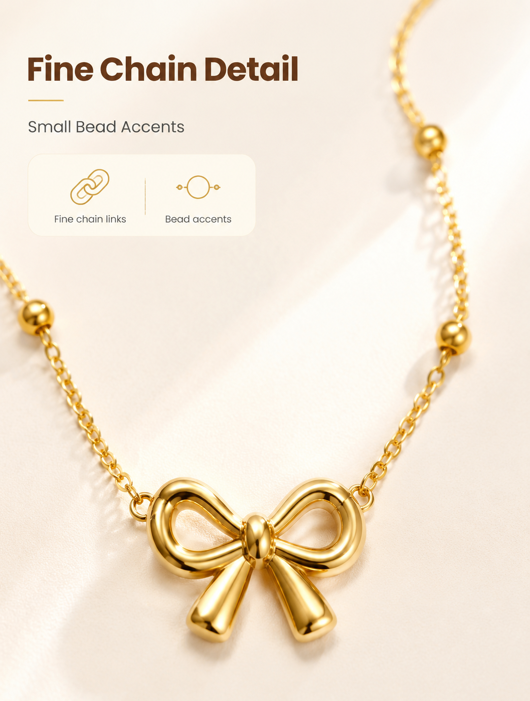 Gold Bow Charm Necklace