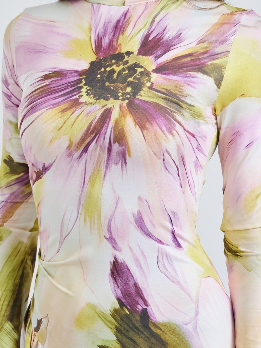 Multi Printed Round Neck A-Line Ankle length Dress