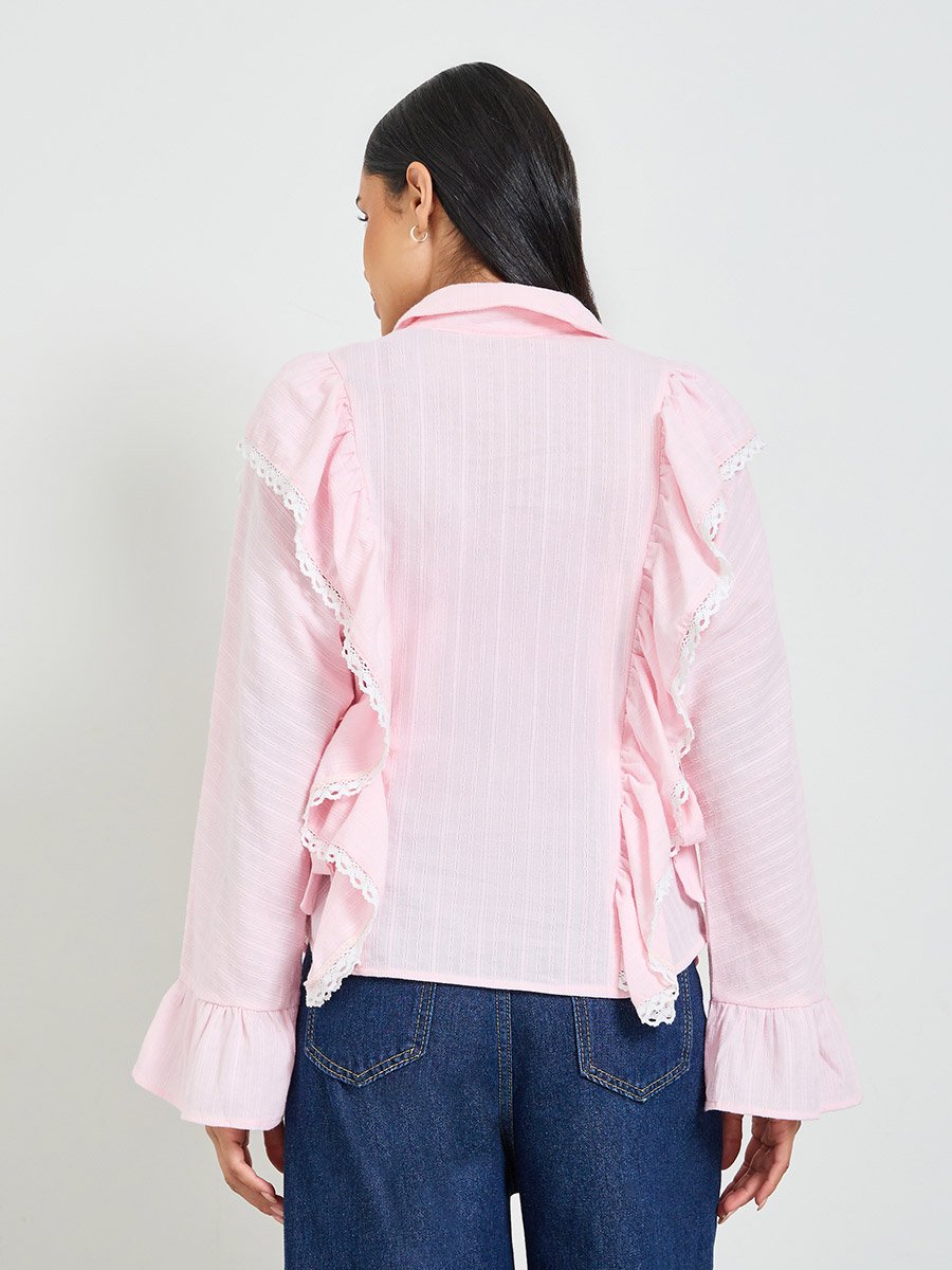 Pink Solid Long Sleeves Regular Shirt