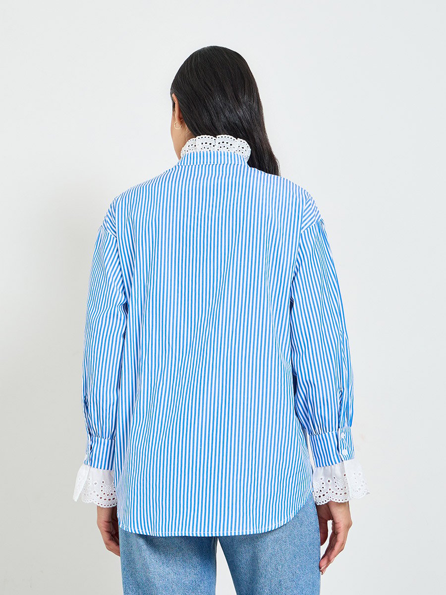 Blue Striped Long Sleeves Regular Shirt