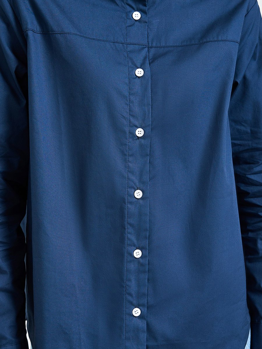 Navy Blue Solid Long Sleeves Regular Shirt