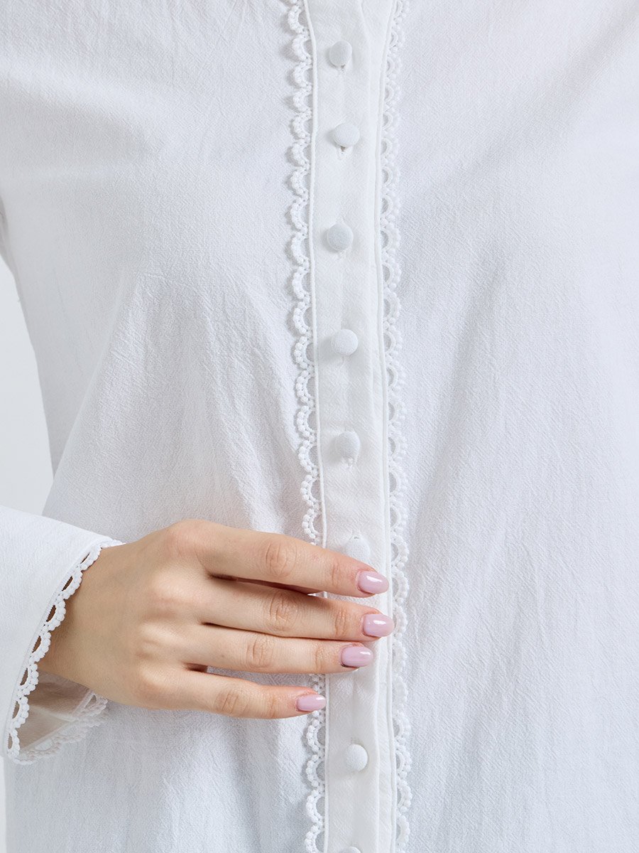 White Solid Long Sleeves Regular Shirt