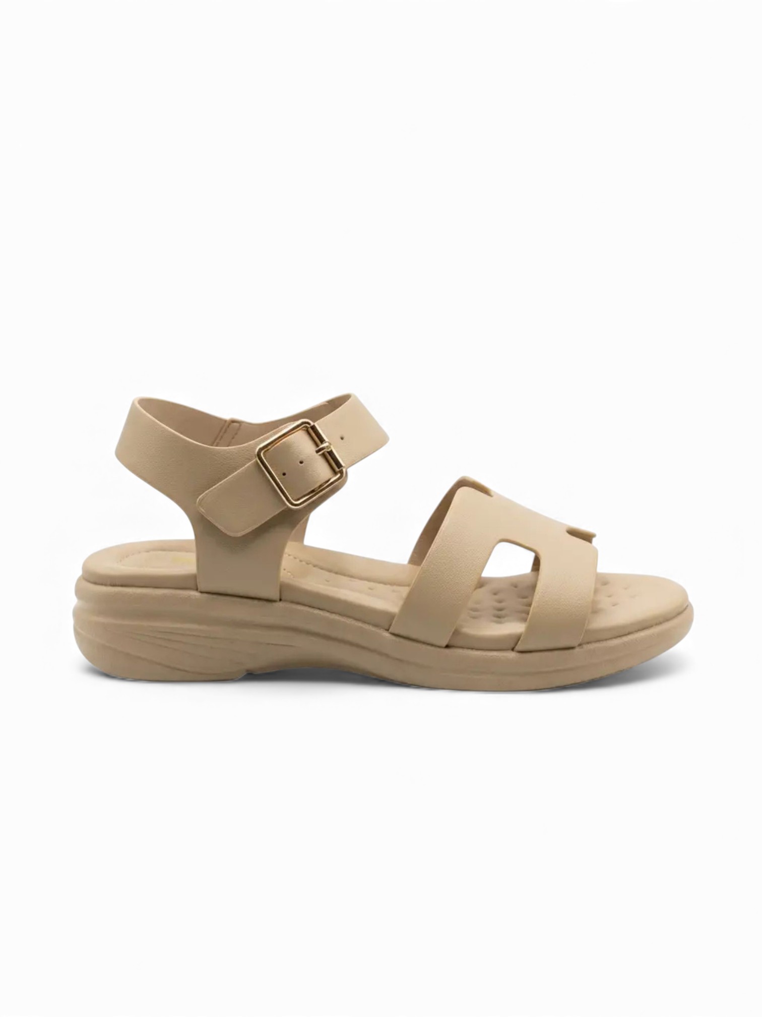Beige Ankle Strap Comfort Sandals