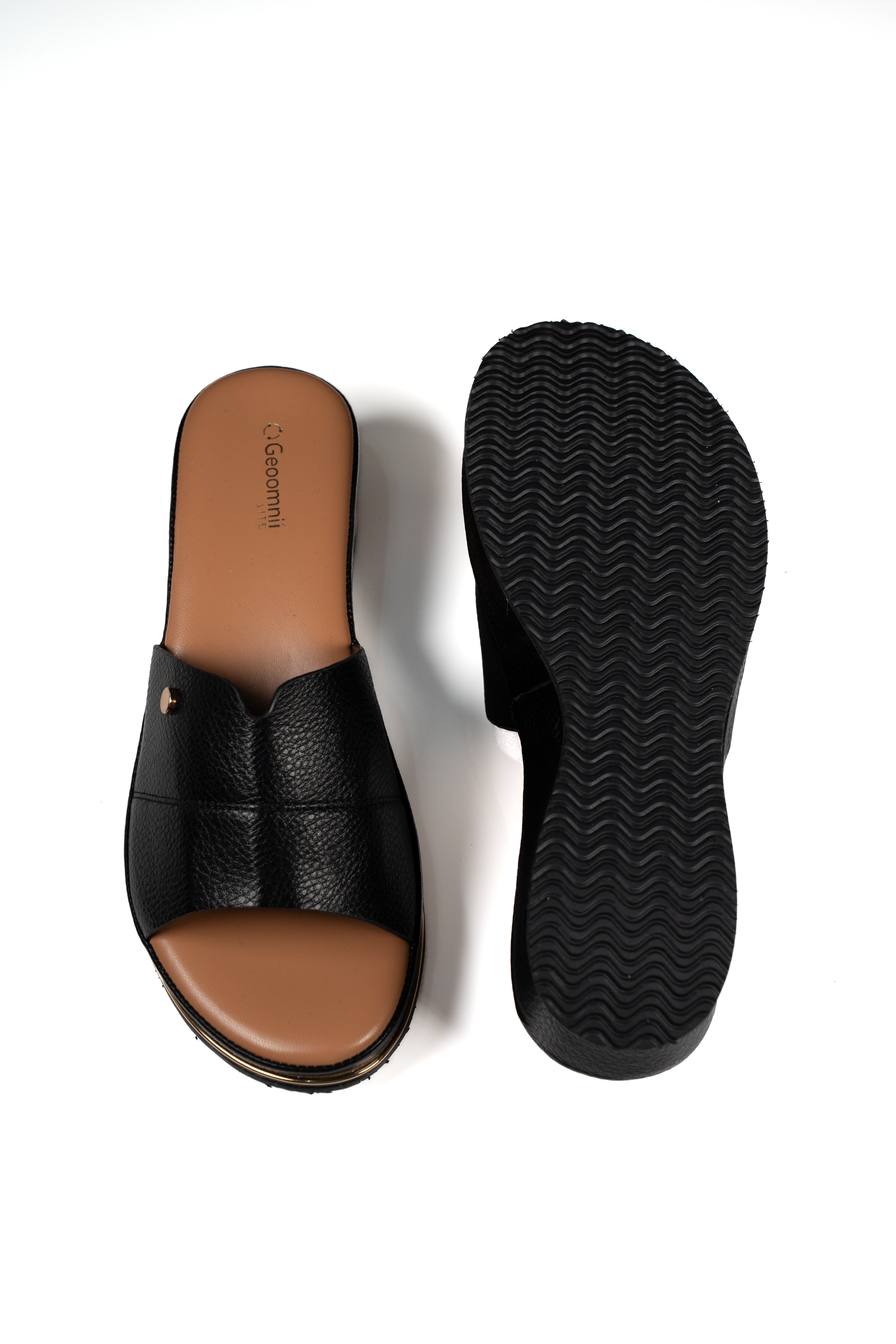 Black Slip-On Comfort Sandals